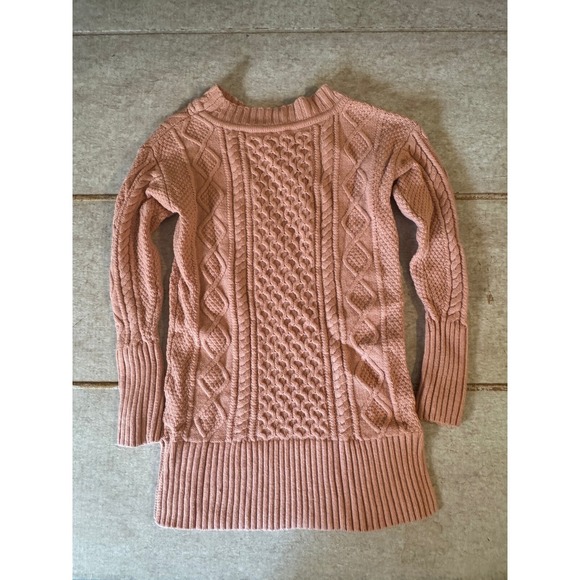 J.Crew Pink Wool Blend Cable Knit Sweater Women's XS Long Tunic Pullover EUC - Picture 5 of 10